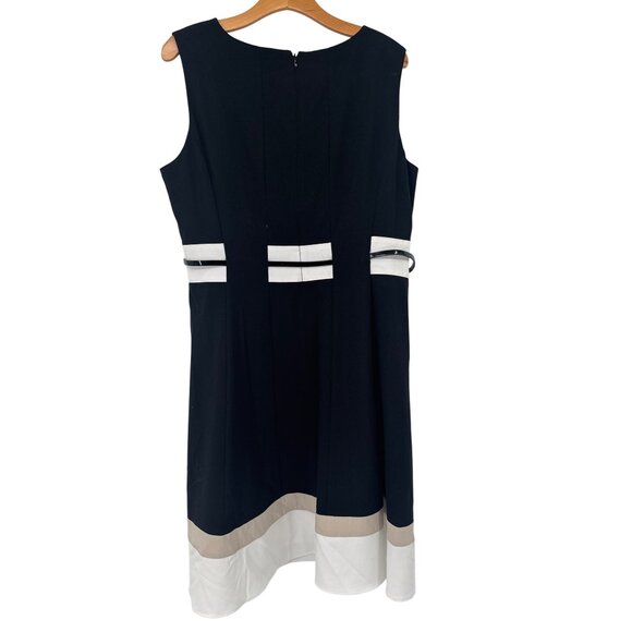 Calvin Klein Black Fit-And-Flare Color-Block Dress size 14 black sleeveless - Picture 4 of 5